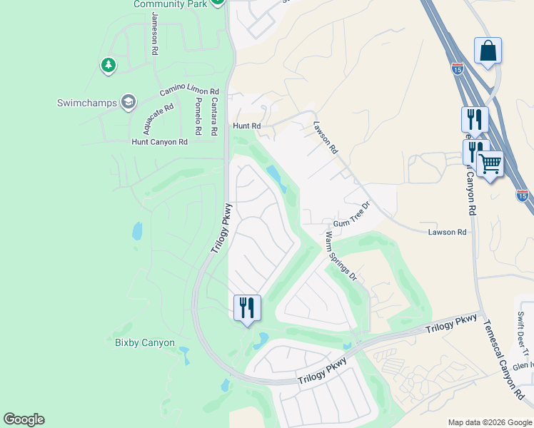 map of restaurants, bars, coffee shops, grocery stores, and more near 9125 Espinosa Street in Corona