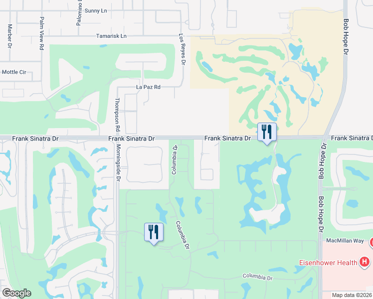 map of restaurants, bars, coffee shops, grocery stores, and more near 69 Dartmouth Drive in Rancho Mirage