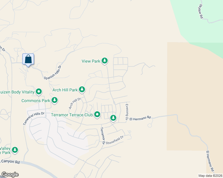 map of restaurants, bars, coffee shops, grocery stores, and more near 11828 Wandering Way in Corona