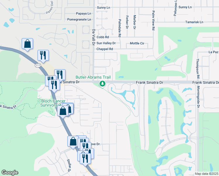 map of restaurants, bars, coffee shops, grocery stores, and more near 26 Tennis Club Drive in Rancho Mirage