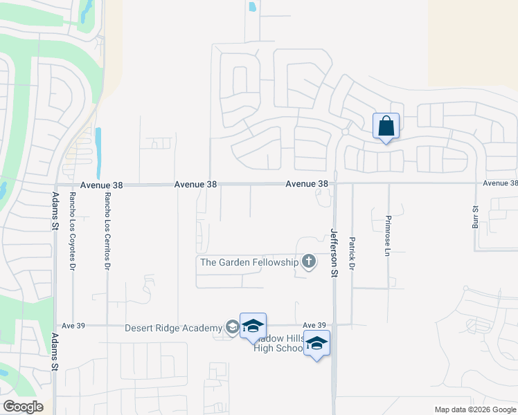 map of restaurants, bars, coffee shops, grocery stores, and more near 79665 Avenue 38 in Indio