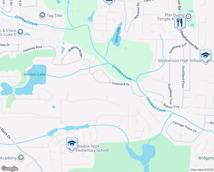 map of restaurants, bars, coffee shops, grocery stores, and more near 6299 Greenock Drive in Stone Mountain
