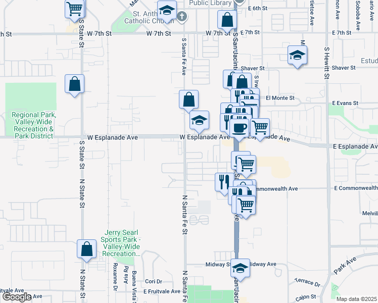 map of restaurants, bars, coffee shops, grocery stores, and more near in San Jacinto