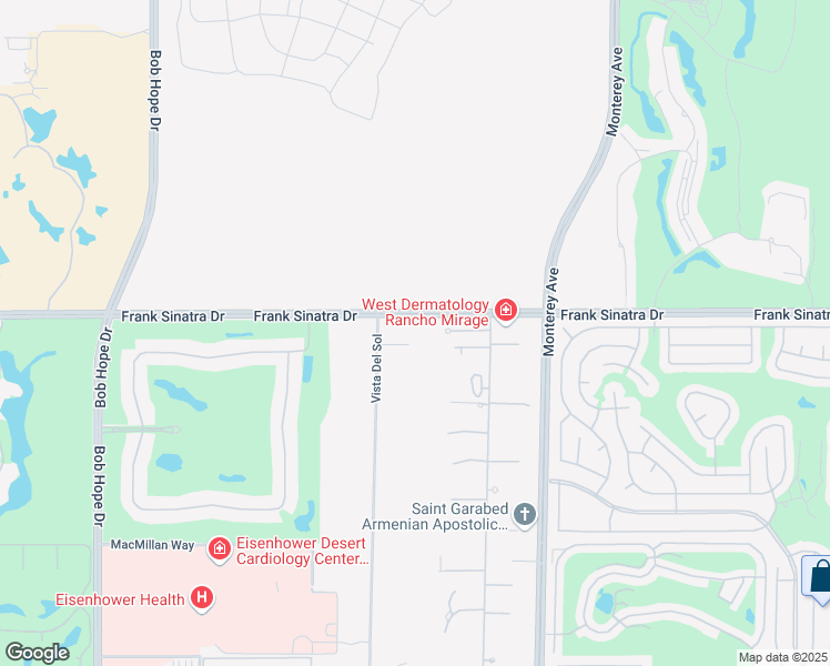 map of restaurants, bars, coffee shops, grocery stores, and more near 2 Siena Vista Court in Rancho Mirage