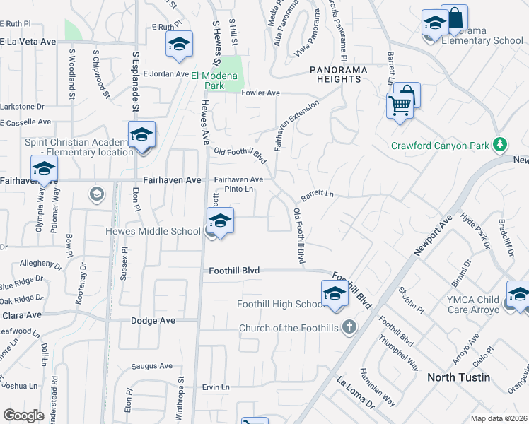 map of restaurants, bars, coffee shops, grocery stores, and more near 13101 Cottonwood Drive in Santa Ana
