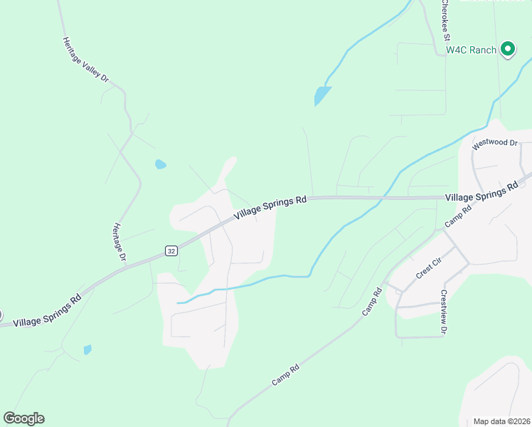 map of restaurants, bars, coffee shops, grocery stores, and more near 1445 Village Springs Road in Springville