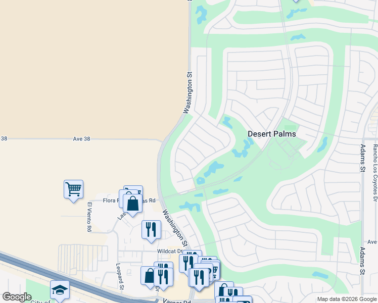 map of restaurants, bars, coffee shops, grocery stores, and more near 78108 Foxbrook Lane in Palm Desert