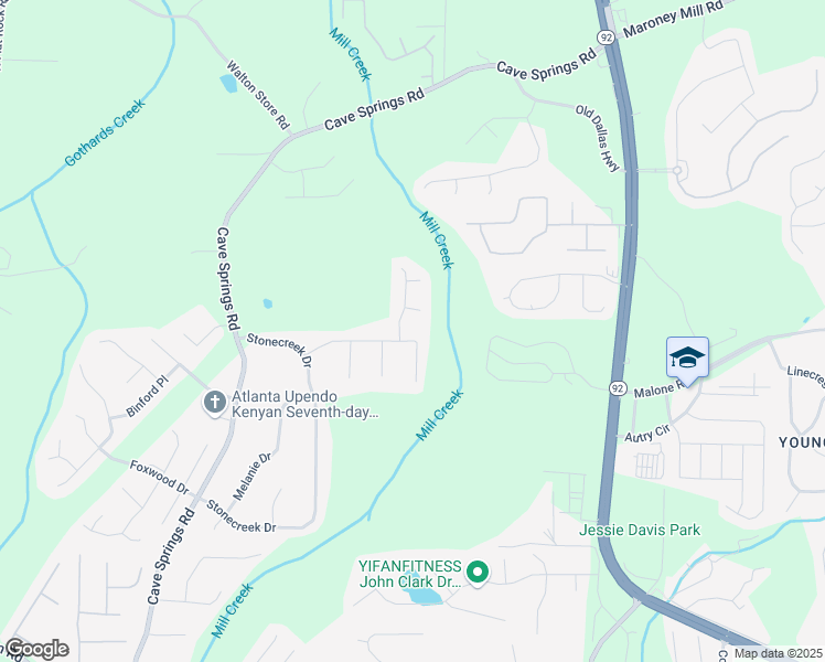 map of restaurants, bars, coffee shops, grocery stores, and more near 6941 Stone Ridge Drive in Douglasville