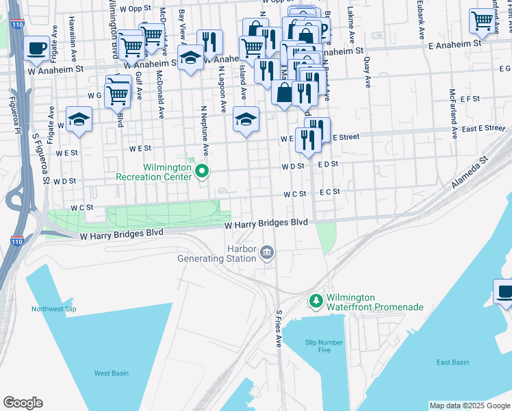 map of restaurants, bars, coffee shops, grocery stores, and more near 160 Island Avenue in Los Angeles