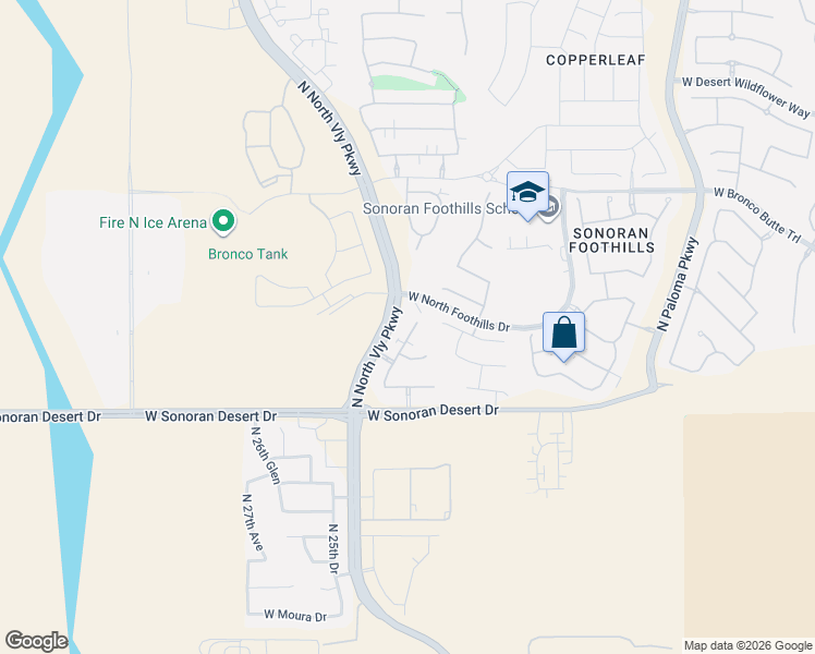 map of restaurants, bars, coffee shops, grocery stores, and more near 31742 North 24th Drive in Phoenix