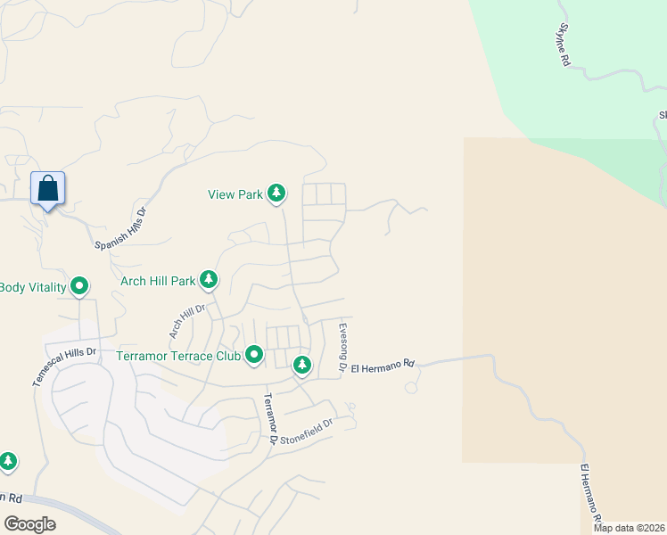map of restaurants, bars, coffee shops, grocery stores, and more near 12098 Spanish Hills Drive in Corona