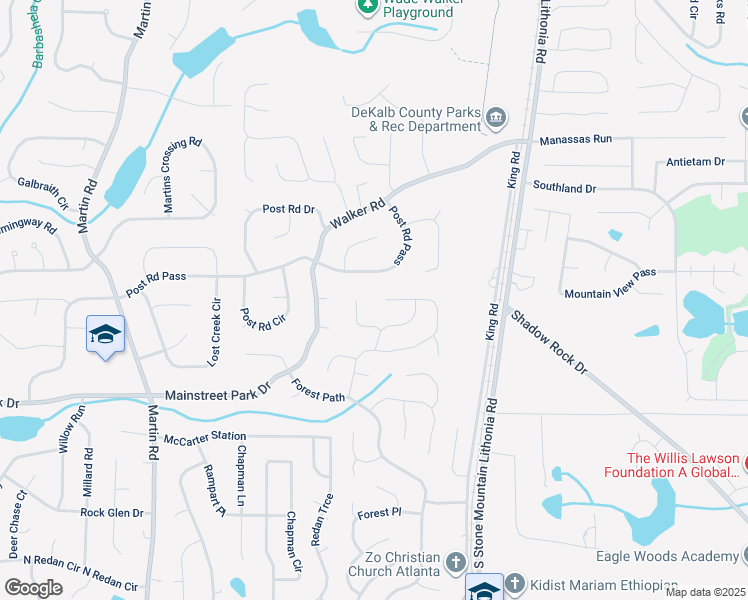 map of restaurants, bars, coffee shops, grocery stores, and more near 685 Greenhedge Drive in Stone Mountain