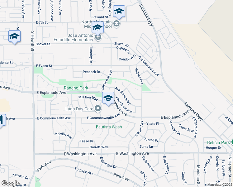 map of restaurants, bars, coffee shops, grocery stores, and more near 1473 Avenue Garnette in San Jacinto