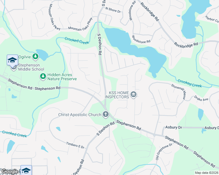 map of restaurants, bars, coffee shops, grocery stores, and more near 832 South Deshon Road in Lithonia