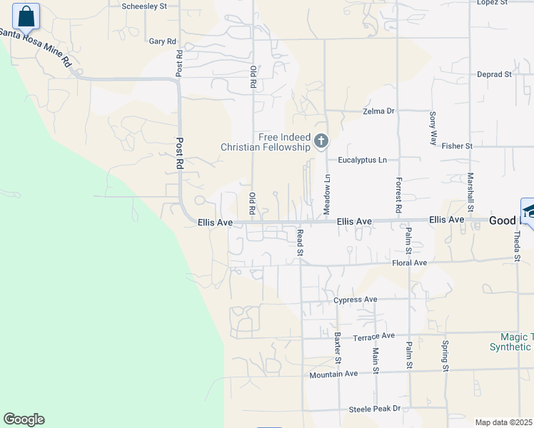 map of restaurants, bars, coffee shops, grocery stores, and more near 21290 Ellis Avenue in Perris