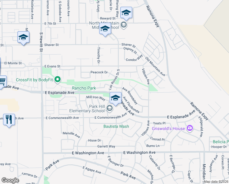 map of restaurants, bars, coffee shops, grocery stores, and more near 1484 Corte Rosaire in San Jacinto
