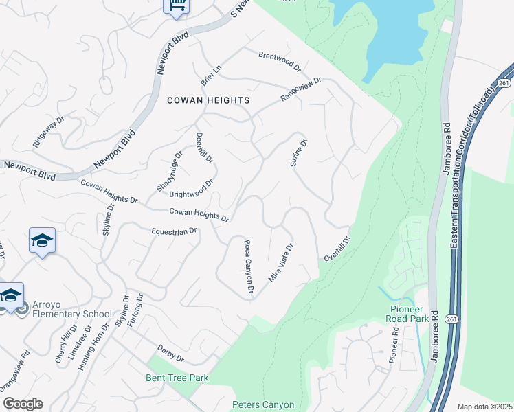 map of restaurants, bars, coffee shops, grocery stores, and more near 10291 Overhill Drive in Santa Ana