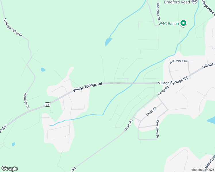 map of restaurants, bars, coffee shops, grocery stores, and more near 1231 Village Springs Road in Springville