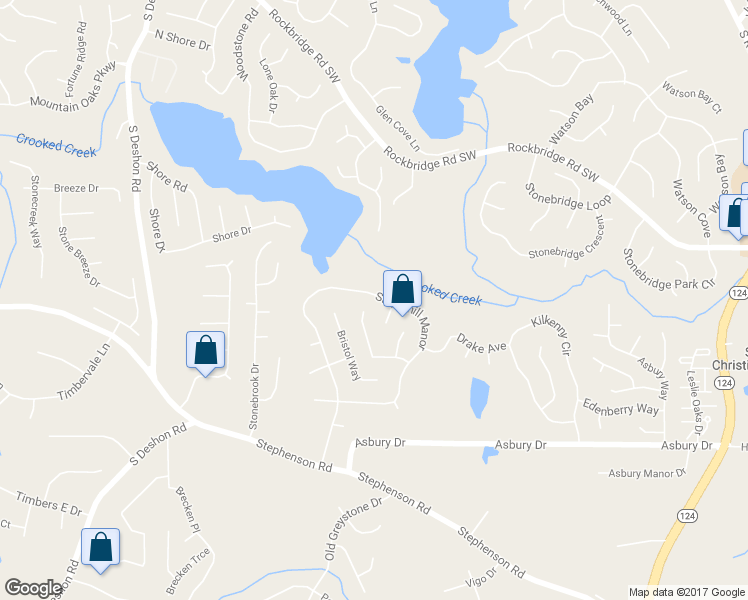 map of restaurants, bars, coffee shops, grocery stores, and more near 682 Stonemill Manor in Lithonia
