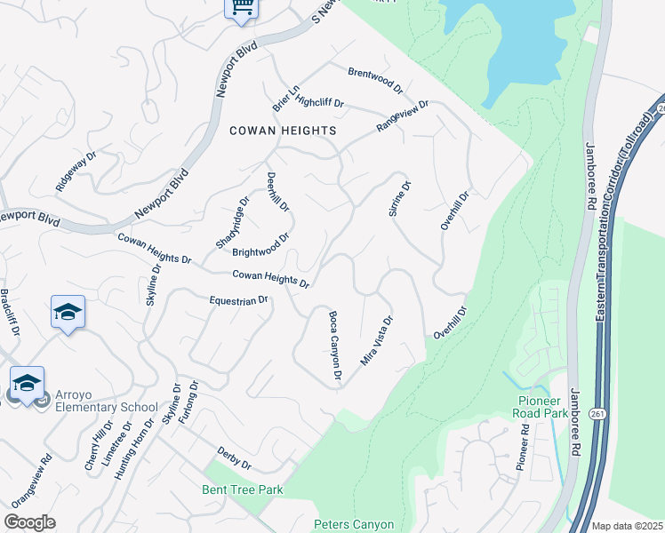 map of restaurants, bars, coffee shops, grocery stores, and more near 10321 Overhill Drive in Santa Ana