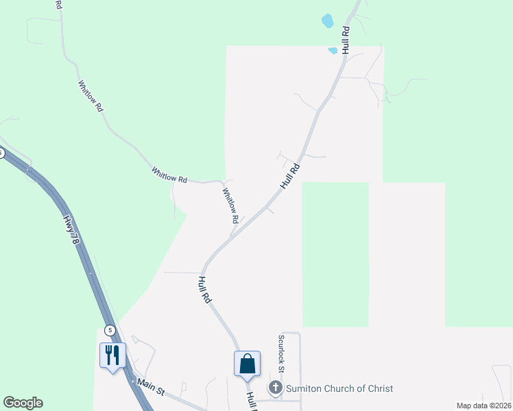 map of restaurants, bars, coffee shops, grocery stores, and more near 1311 Hull Road in Sumiton