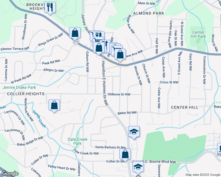 map of restaurants, bars, coffee shops, grocery stores, and more near 646 Robert Street Northwest in Atlanta