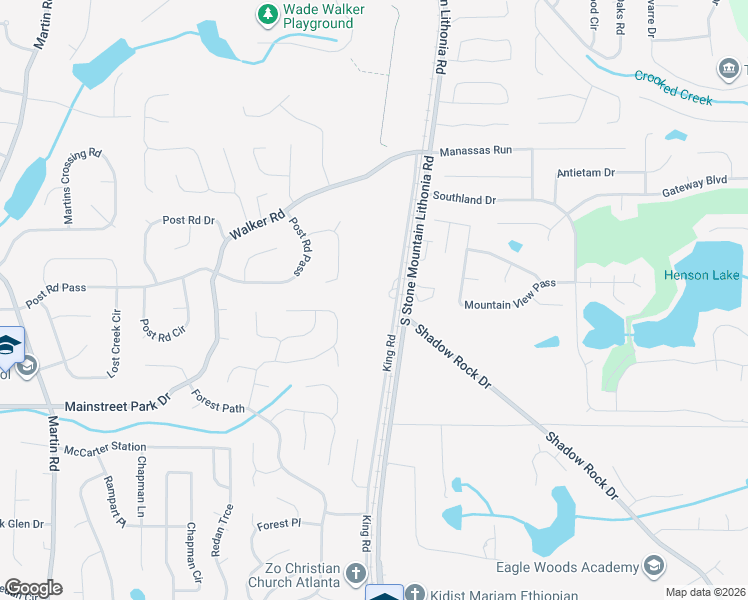 map of restaurants, bars, coffee shops, grocery stores, and more near 811 King Road in Stone Mountain