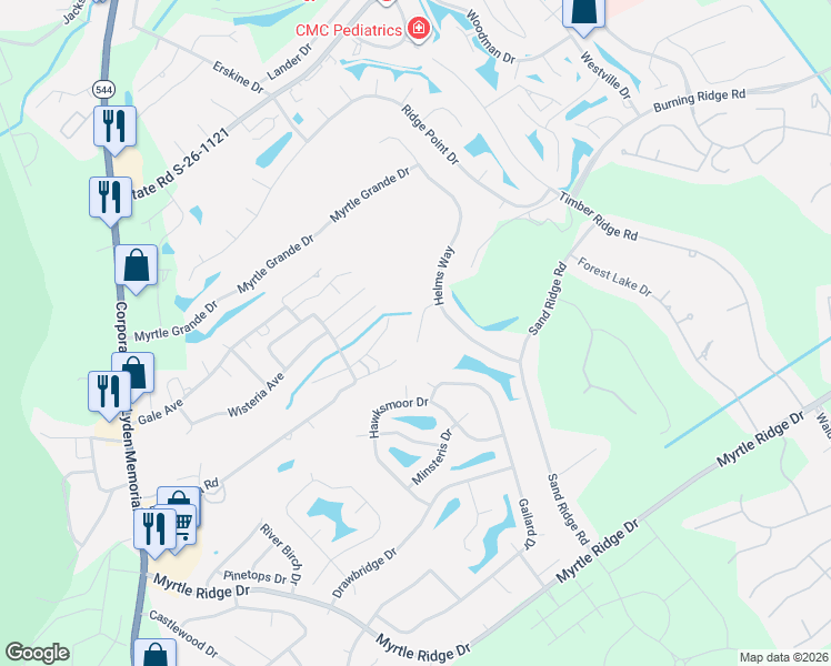map of restaurants, bars, coffee shops, grocery stores, and more near 1028 Rudder Court in Conway