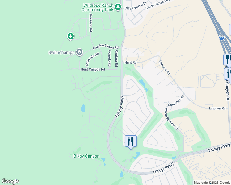 map of restaurants, bars, coffee shops, grocery stores, and more near 23914 Boulder Oaks Drive in Corona