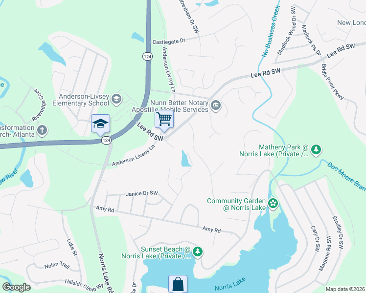 map of restaurants, bars, coffee shops, grocery stores, and more near 4375 McCord Livsey Road in Snellville