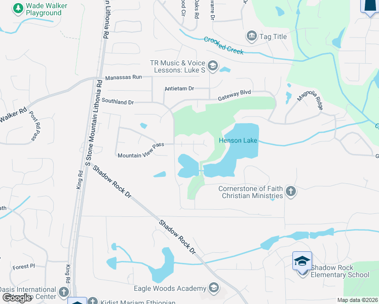 map of restaurants, bars, coffee shops, grocery stores, and more near 780 Southland Way in Stone Mountain