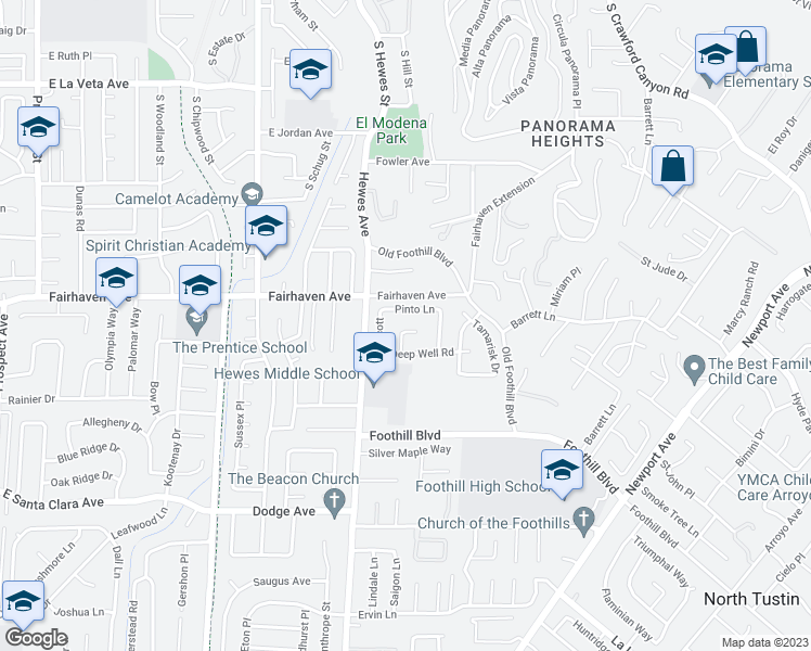 map of restaurants, bars, coffee shops, grocery stores, and more near 13075 Lariat in Santa Ana