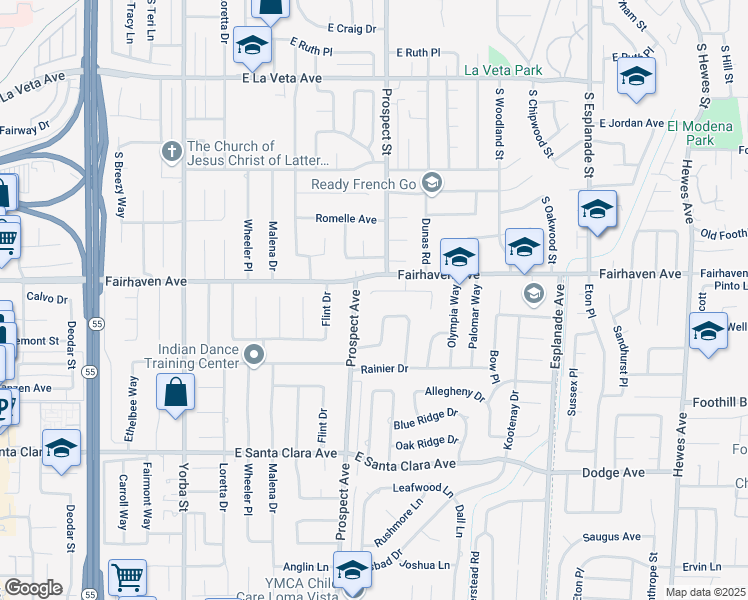 map of restaurants, bars, coffee shops, grocery stores, and more near 17972 Darmel Place in Santa Ana
