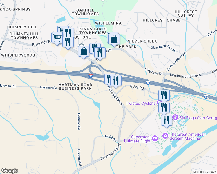 map of restaurants, bars, coffee shops, grocery stores, and more near in 