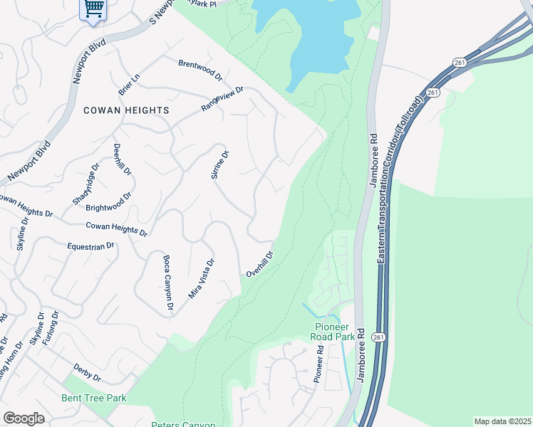 map of restaurants, bars, coffee shops, grocery stores, and more near 10141 Overhill Drive in Santa Ana
