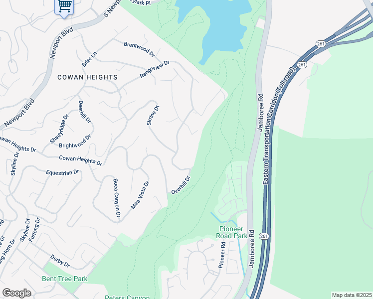 map of restaurants, bars, coffee shops, grocery stores, and more near 10141 Overhill Drive in Santa Ana