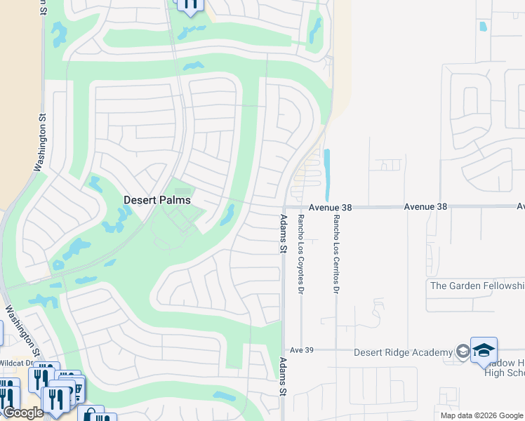 map of restaurants, bars, coffee shops, grocery stores, and more near 78930 Mimosa Drive in Palm Desert