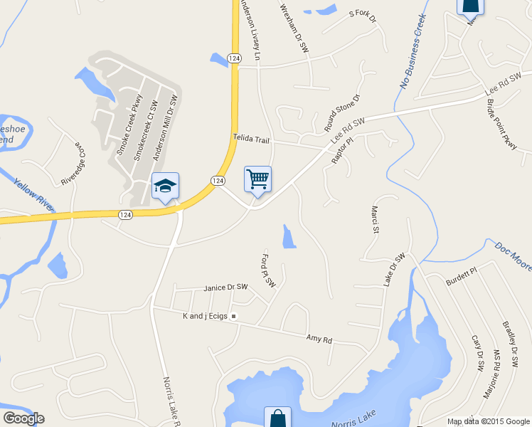 map of restaurants, bars, coffee shops, grocery stores, and more near 4540 Lee Road Southwest in Snellville