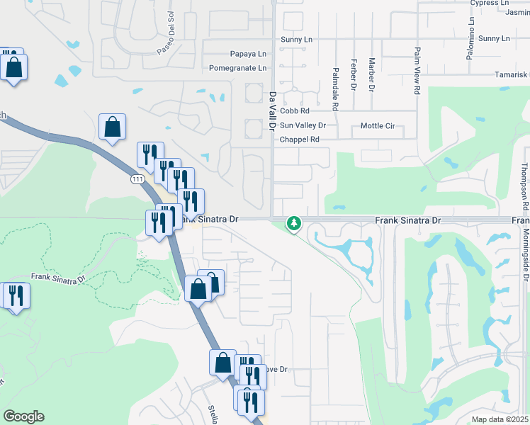 map of restaurants, bars, coffee shops, grocery stores, and more near 37942 Los Cocos Drive East in Rancho Mirage
