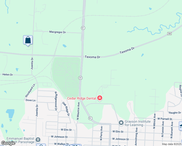 map of restaurants, bars, coffee shops, grocery stores, and more near 1816 Highway 91 in Denison