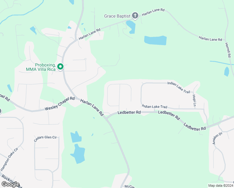 map of restaurants, bars, coffee shops, grocery stores, and more near 76 Whitney Drive in Villa Rica