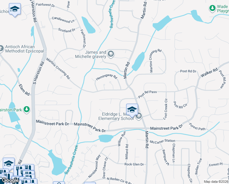 map of restaurants, bars, coffee shops, grocery stores, and more near 5066 Post Road Trail in Stone Mountain