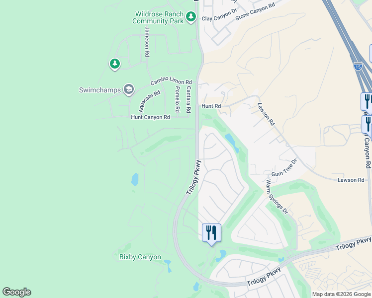map of restaurants, bars, coffee shops, grocery stores, and more near 23914 Boulder Oaks Drive in Corona