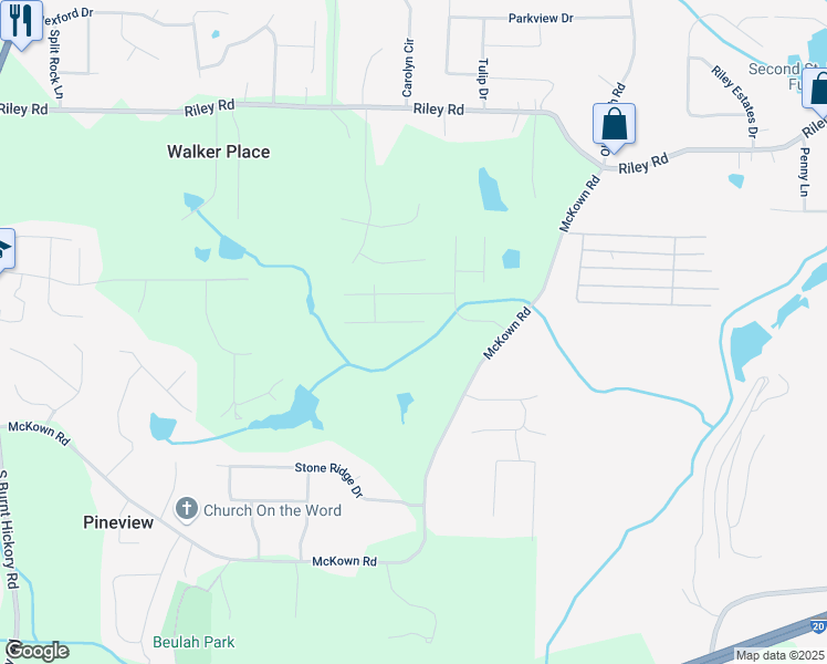 map of restaurants, bars, coffee shops, grocery stores, and more near 3385 Huntington Court in Douglasville