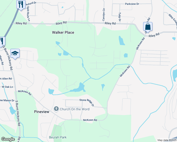 map of restaurants, bars, coffee shops, grocery stores, and more near 3445 Huntington Court in Douglasville