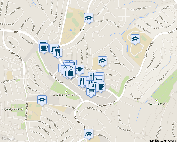 map of restaurants, bars, coffee shops, grocery stores, and more near 27715 Longhill Drive in Rancho Palos Verdes