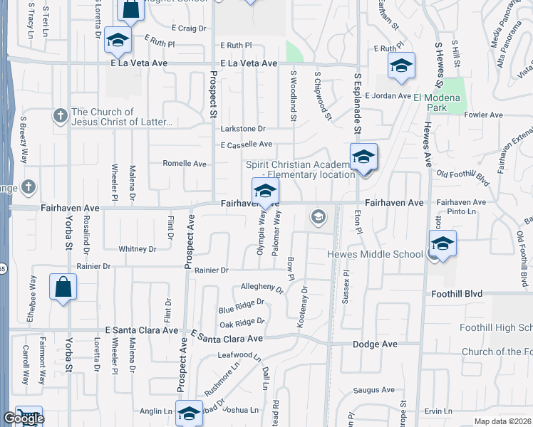 map of restaurants, bars, coffee shops, grocery stores, and more near 13062 Palomar Way in Santa Ana