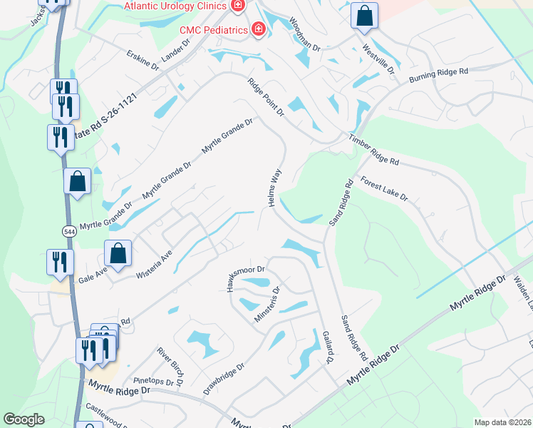 map of restaurants, bars, coffee shops, grocery stores, and more near 1028 Rudder Court in Conway