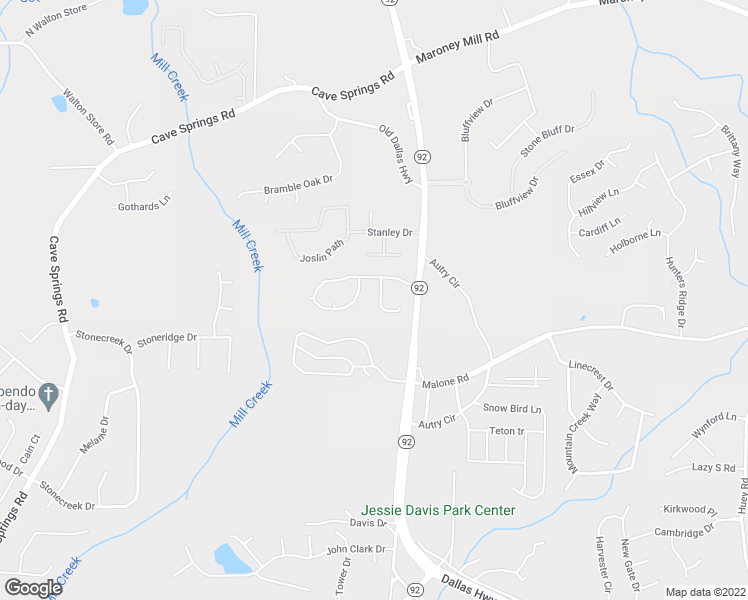 map of restaurants, bars, coffee shops, grocery stores, and more near 1139 Pleasant Oak Lane in Douglasville