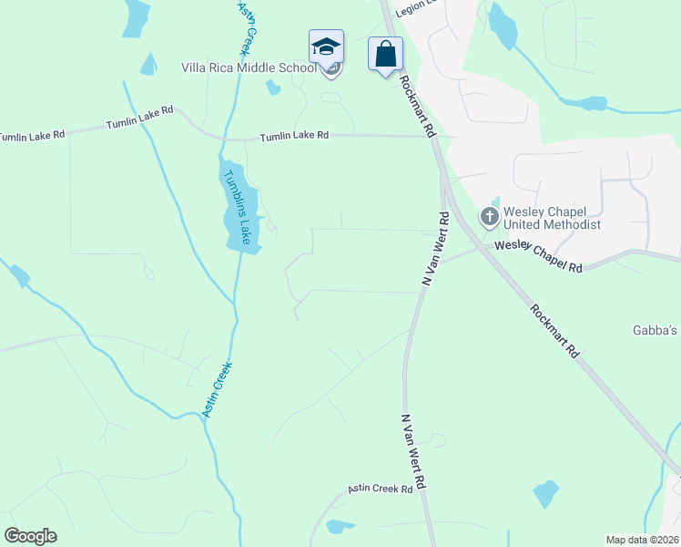 map of restaurants, bars, coffee shops, grocery stores, and more near 121 Raven Road in Villa Rica